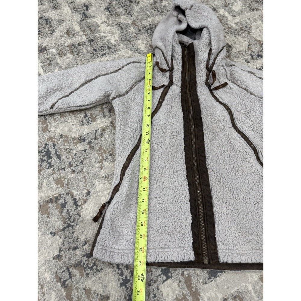 Kuhl Jacket Women XS Flight Sherpa Fleece Beige Oatmeal Fleece Hooded Full Zip - Picture 7 of 11